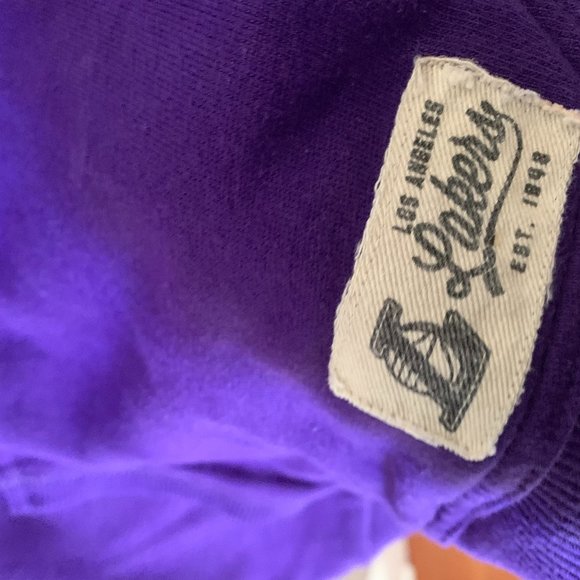 LA Lakers Vintage Pullover Hoodie Sweatshirt Purple with Yellow Detail - Small - Picture 6 of 6